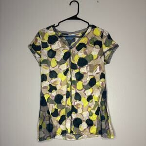 Yellow and green abstract| Vintage Y2k Top | retro Shirt